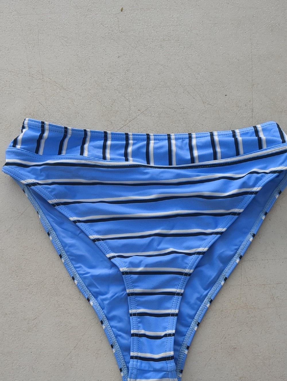 Striped Light Blue Women's Bikini Bottom